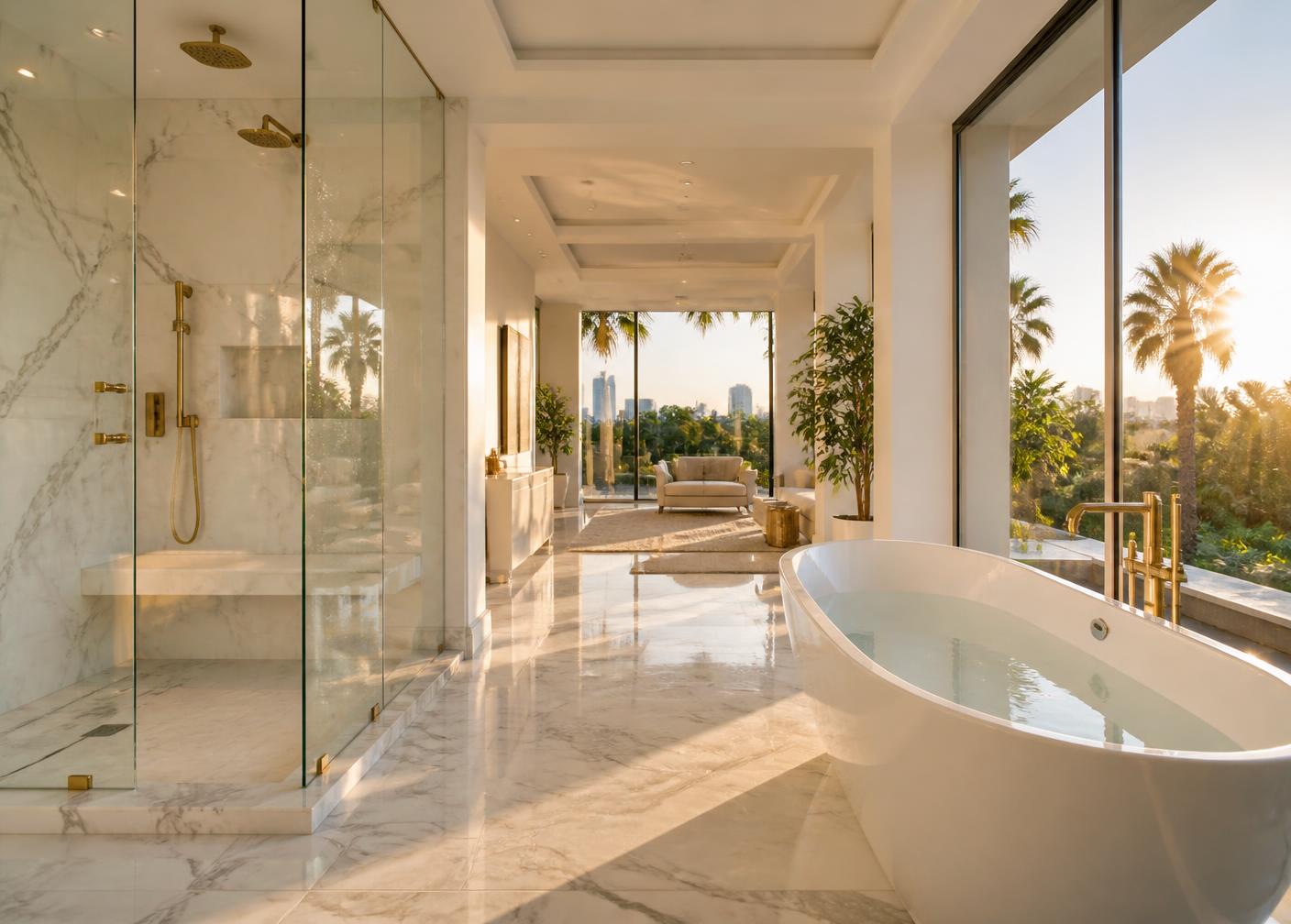 Spotless sunlit Los Angeles home interior after a professional deep cleaning
