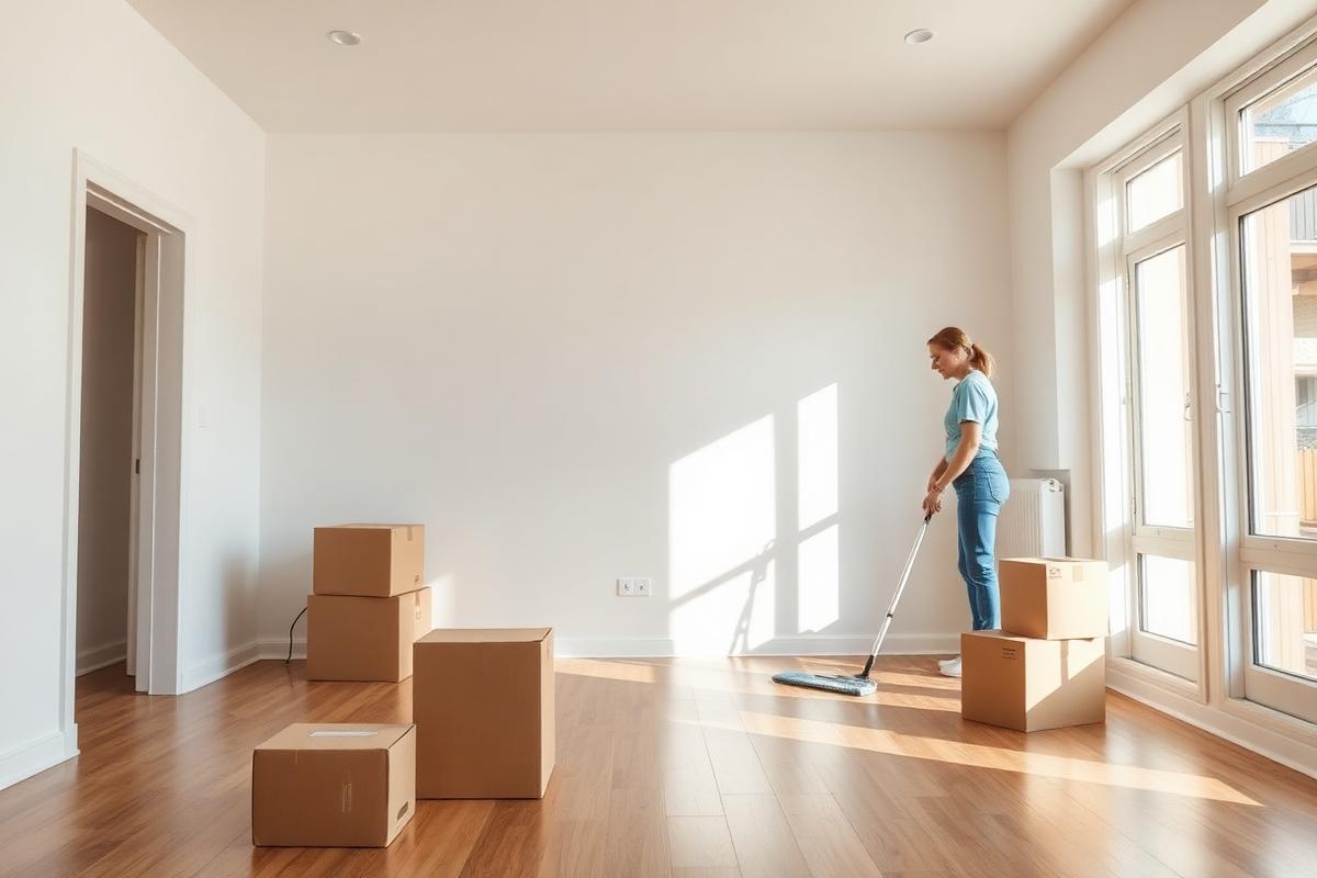 Empty apartment being mopped during a move-out cleaning in Los Angeles